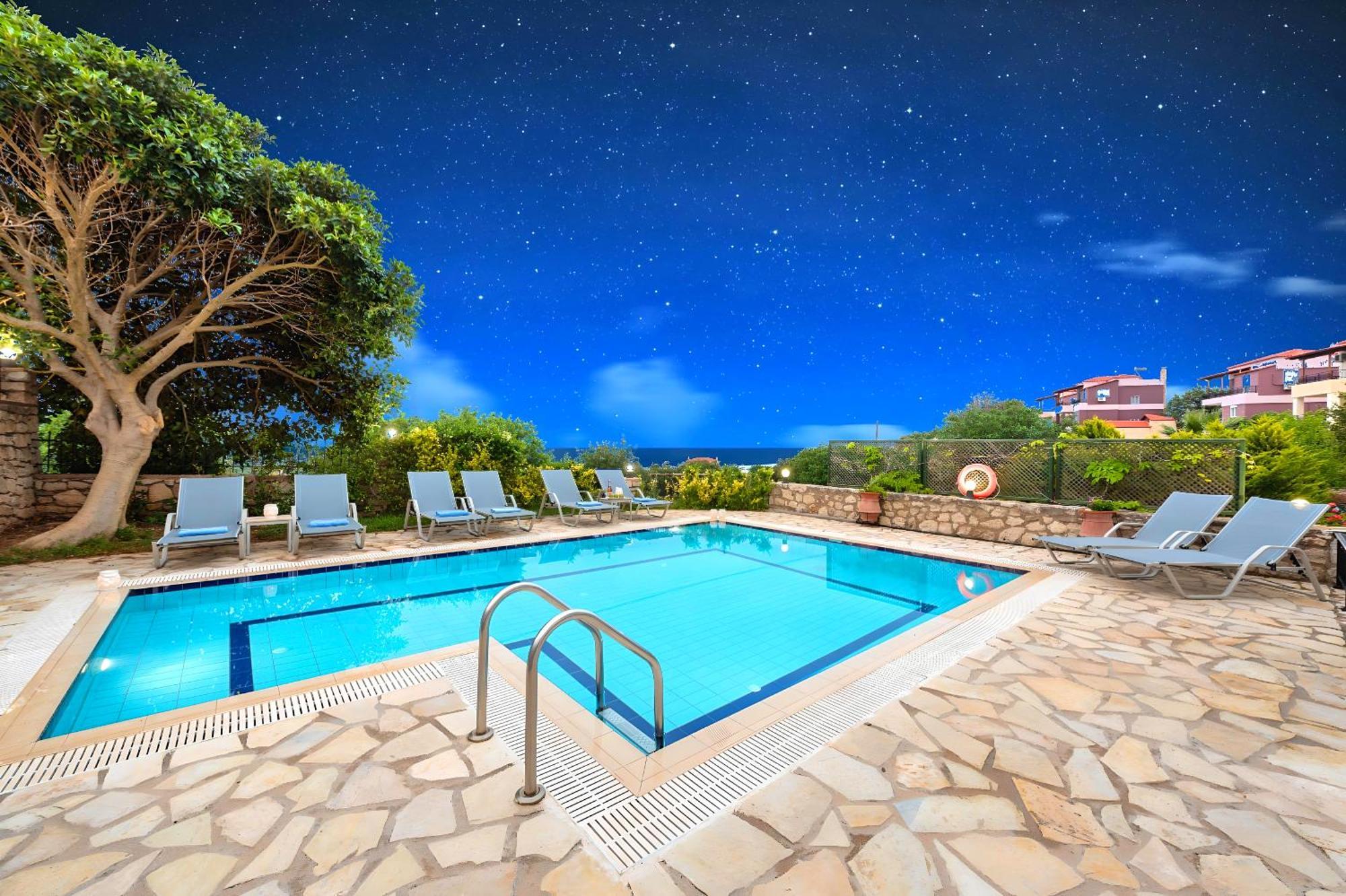 Mare Blue Villas Heated Pool Kournás Eksteriør billede